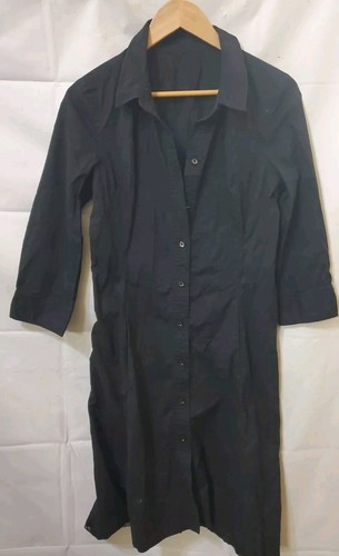 Abito Kate Spade nero con bottoni taglia small scollato carriera preppy al ginocchio