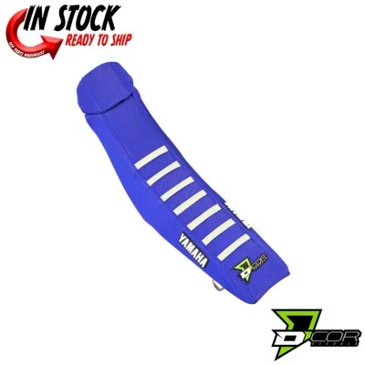 Capa de assento D'COR azul com nervuras brancas Yamaha YZ 125 250 2002-2021 NOVA - Imagem 1 de 3
