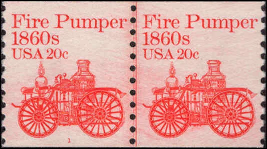 [OOS] US #1908 MNH Line Pair 1981 20c 1860s Fire Pumper [Plate #1] - Image 1 of 1
