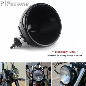 Black 7'' Headlight Housing Headlamp Bulb Bucket Cover Fits Harley Davidson - Picture 1 of 7