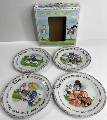 Paul Cardew Alice In Wonderland 7.5" Dessert Salad 4 Plate Set 150th Anniversary - Image 1 of 4