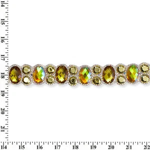 Oval Resin Rhinestone Iron On Gel Backed Trim Sold By The Yard - Picture 1 of 4