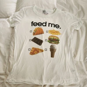 Wild Fox Graphic Tee Size S Feed Me Tacos Pizza Burger - Picture 1 of 6