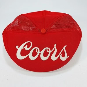 Vintage Coors Beer Snapback Truckers Newsboy Cabbie Mesh Red Hat Made in USA - Picture 1 of 13