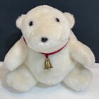 White Polar Bear with Ribbon Collar and Bell Plush Stuffed Animal Toy 7.5"