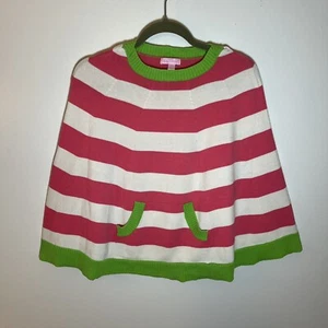 LILLY PULITZER Girls Knit Poncho Sweater Striped Size XL Pink Green - Picture 1 of 6
