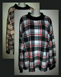 Womans Plus 5XL Plaid Print Drop Shoulder Mock Neck Sweatshirt New in Package - Picture 1 of 13