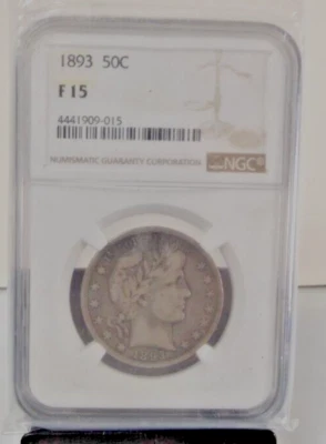 1893 Barber Half Dollar Business Strick NGC F15 0.9 Fineness Silver - Image 1 of 2