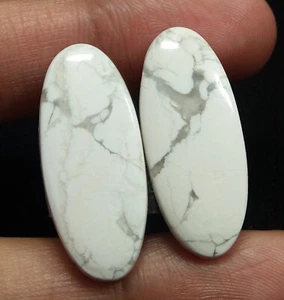 34.95 Ct Natural Howlite Matching Pair Oval Cabochon Loose Gemstone 31x13 MM - Picture 1 of 4