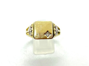 Vintage Gold on Sterling Silver & Diamond Men's Signet Ring Y1/2 (US 12 1/2)