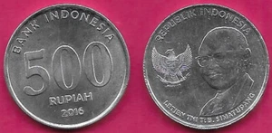 INDONESIA 500 RUPIAH 2016 UNC 1 YEAR TYPE,LETJEN TNI T. B. SIMATUPANG,LIEUTENANT - Picture 1 of 1