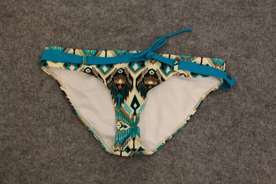 BIKINI UNTERTEIL SLIP GRÖSSE 42 GRÜN BRAUN BEIGE NATURWEISS GEMUSTERT MIT GÜRTEL - Bild 1 von 1