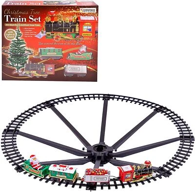 ONLINEBULL Christmas Tree Train Set-Around the Tree Xmas Decoration Festive Light Up Sound
