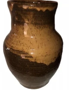 Studio Art Pottery Artisan Ja Miller 2014 Steinzeug Vase braun Tropf - Bild 1 von 10