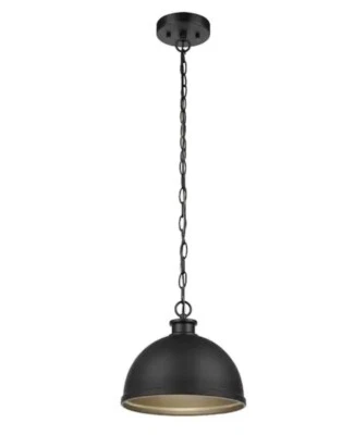 Hampton Bay Talullah 1-Light Matte Black Pendant Lighting w/Gold Interior 60953 - Image 1 of 4