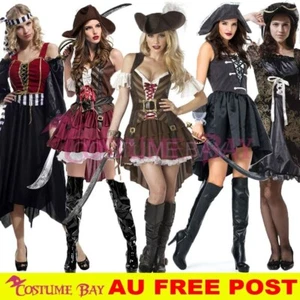 Ladies Captain Pirate Wench Caribbean Swashbuckler Halloween Costume Fancy Dress - Bild 1 von 35