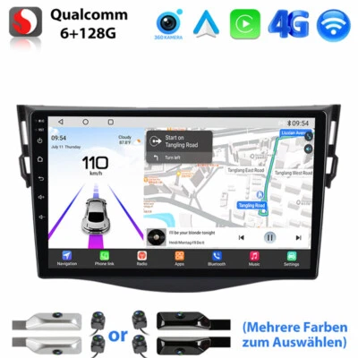 360°KAM+128GB Für Toyota RAV4 2006-12Android 13 Autoradio Car Play Navi GPS WIFI - Bild 1 von 4