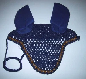 CS  Fly veil with ears & sparkly trim Navy & Gold - Picture 1 of 1