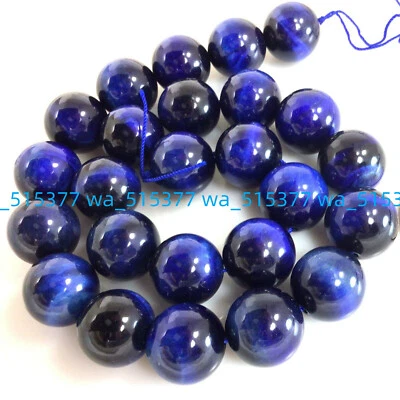 Piedra preciosa azul natural ojo de tigre redondo cuentas sueltas 15 hebras 4 mm 6 mm 8 mm 10 mm 12 mm Foto 1 de 4
