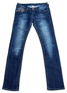 True Religion Womens Jeans JOEY SUPER T Size 27 Thick Stitch Dark Wash 29 x 30 - Picture 1 of 12
