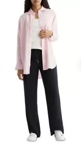 TOMMY HILFIGER Women LINEN OVERSIZED LONG SLEEVE SHIRT SIZE 36 - Picture 1 of 24