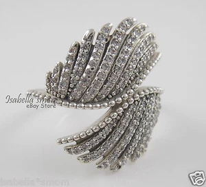 MAJESTIC FEATHERS Genuine PANDORA Silver STATEMENT Ring 7/54 190960CZ NEW w BOX! - Picture 1 of 5