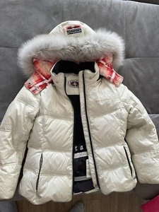 Sportalm Girl Ski Jacket White Real Fur Size 5 128cm - Picture 1 of 4