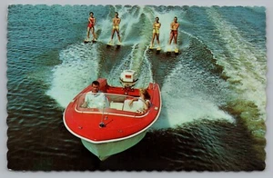 Postcard Water Skiing La Pocatiere Quebec Posted Motor Boat - Picture 1 of 2