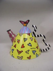 Full Size Yellow Ceramic Tea Pot by Britto - Signed - Picture 1 of 6