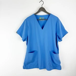 Figs Womens Scrub Top Size 2XL Threads For Threads Two Pocket Light Blue - Picture 1 of 15