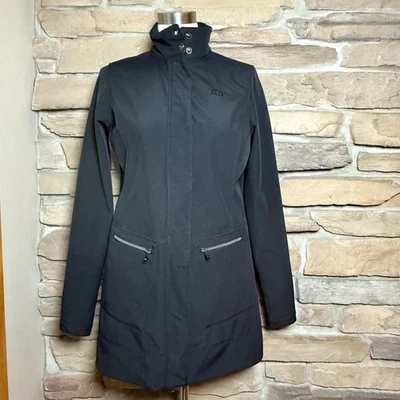 OGIO Black Softshell Jacket Women's Longline Coat Zip Pockets Medium Logo - Image 1 of 4