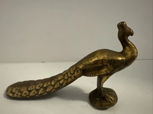 Vintage Messing Pfau männlich Pfau langer Schwanz Vogel Regal Sitter Briefbeschwerer Figur - Bild 1 von 9