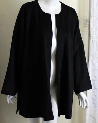 NUEVA Chaqueta Abierta Eskandar 1 32"L NEGRA O/S RICHEST 100% Cachemira Vellón $5975 Foto 1 de 4