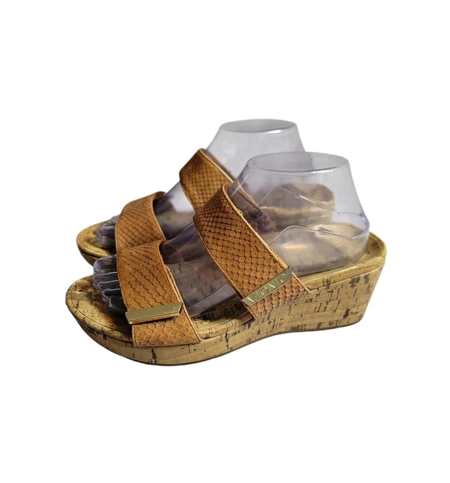 Vionic Pepper Women Size 8 Wedge Sandals Adjustable Brown Snake Platform  - Image 1 of 4