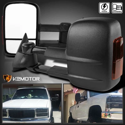 Fits 88-98 Chevy GMC C/K 1500 2500 Power Side Tow Mirrors+LED Signal Left+Right Foto 1 de 4