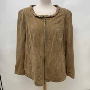 ae Elegance Paris Brown/Tan Goat Suede Jacket Size UK 20 L13 - Picture 1 of 20