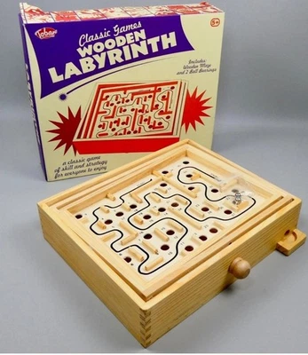 Tobar Classic Games Wooden Labyrinth - Includes Wooden Maze and Ball Bearings  - Image 1 of 4