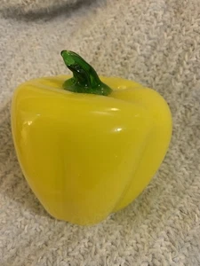 Blown Glass Yellow Pepper Paperweight Decoration - Picture 1 of 3