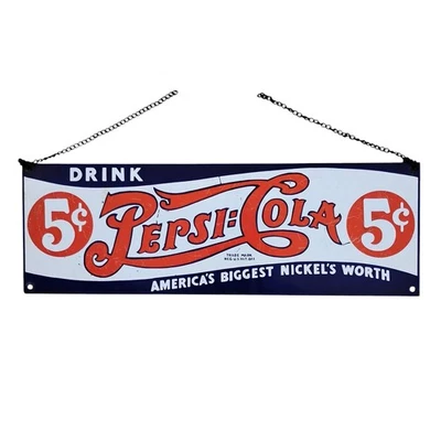 Pepsi-Cola Metal Sign 18x16 Chain Hung 1991 Repro Ande Rooney USA - Image 1 of 4
