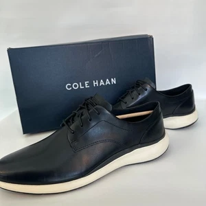 Nuevos zapatos de vestir Cole Haan Grand Troy Oxford lisos de cuero negro para hombre talla 7,5 M - Imagen 1 de 10
