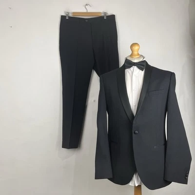 NEXT Tuxedo Dinner Suit 2 Piece Men's Black Navy 42R Jacket 34W 31L Slim Fit - Image 1 of 4
