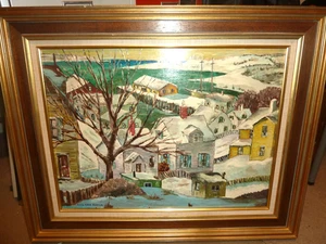 Original Vintage Oil Painting "Harbor Town" Sara Kolb Danner - Picture 1 of 24