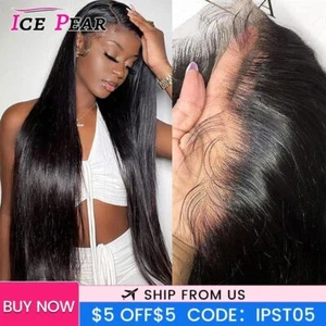 13x4 Transparent Lace Front Human Hair Wigs Pre Plucked 13x6 HD Lace Frontal Wig - Foto 1 di 12