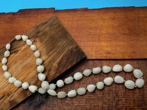 Vintage White Natural Agate Stone Necklace 72cm long - Picture 1 of 12