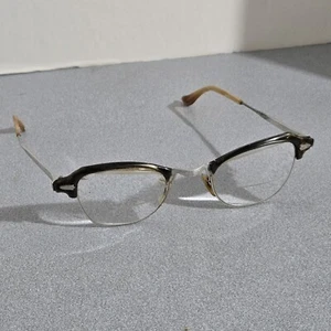 Vintage Mid Century Bausch & Lomb USA 22-46 Black Browline Eyeglasses Frame B&L - Picture 1 of 5