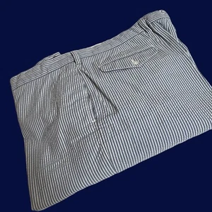 Vintage Polo Ralph Lauren White Blue Seersucker Stripe Pants 40X30 40W 30L NWT - Picture 1 of 12