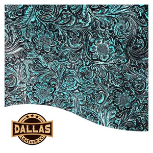 Embossed Leather Cuts | Wildflower Sea Turquoise | Pre-Cut Sheets | DLCo - Picture 1 of 3