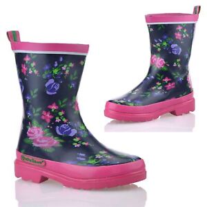 Girls Kids New Waterproof Wellies Winter Rain Snow Wellingtons Boots Shoes Size