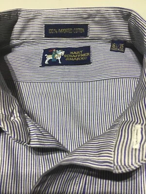 Hart Schaffner Marx, talla, 16,5-34, azul, blanco, negro, rayas, camisa de vestir Foto 1 de 4