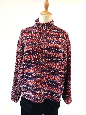 Suéter Andrew Marc New York Rojo Azul Difuso Cuello Simulado NUEVO CON ETIQUETAS $79  Foto 1 de 4